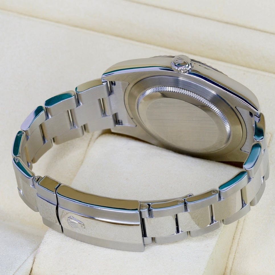 Rolex Datejust II 116334 Silver Diamond Dial Stainless Steel White Gold Bezel 41mm 2015