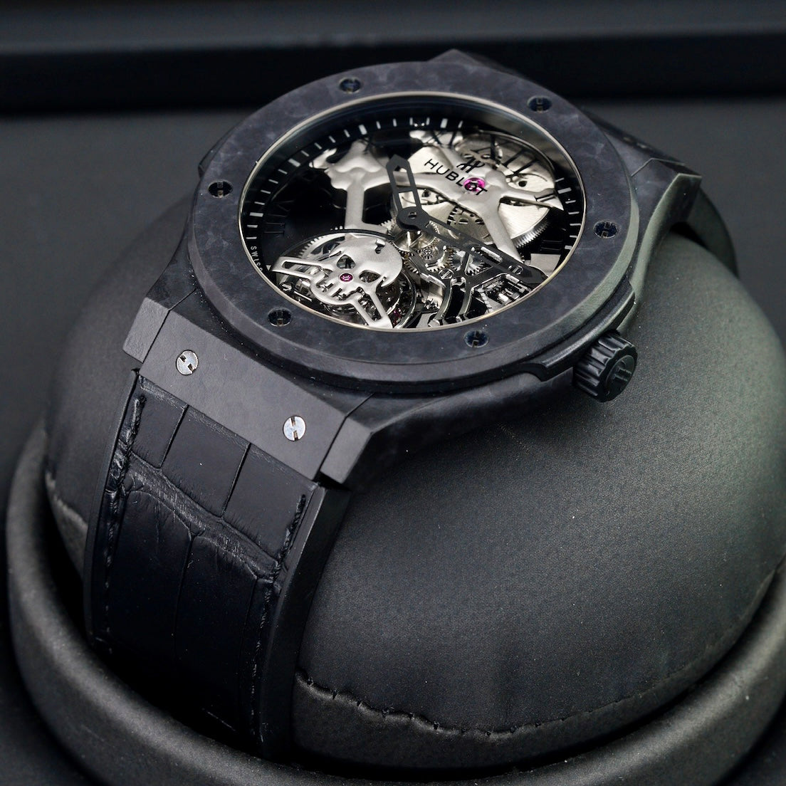 Hublot Classic Fusion Tourbillon 505.UC.0140.LR.SKULL “SKULL” Skeleton Dial Carbon Case 45mm Limited Edition 50 pieces