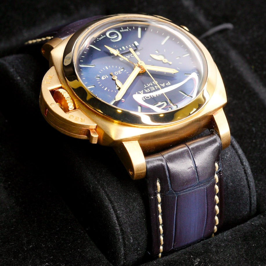 Panerai Luminor 1950 PAM 00277 Blue Dial GMT 8 Monopulsante Rose Gold 44mm