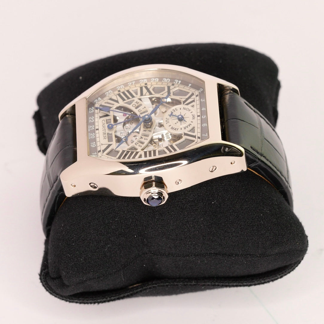 Cartier Tortue W1580048 Perpetual White Gold Skeleton Dial