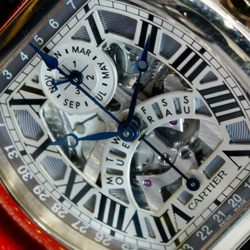 Cartier Tortue W1580048 Perpetual White Gold Skeleton Dial