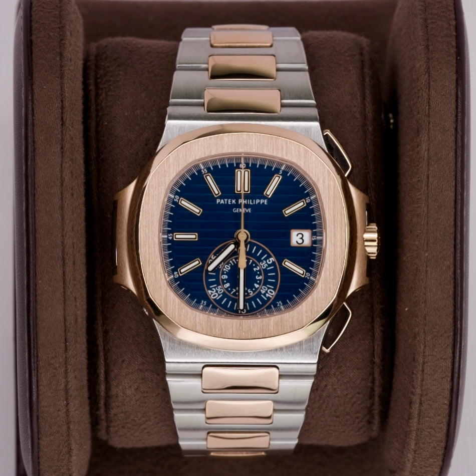 Patek Philippe Nautilus 5980/1AR-001 Blue Dial Chronograph Two-Tone Rose Gold & Steel 40.5mm
