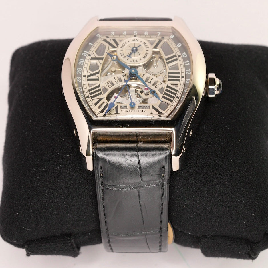 Cartier Tortue W1580048 Perpetual White Gold Skeleton Dial