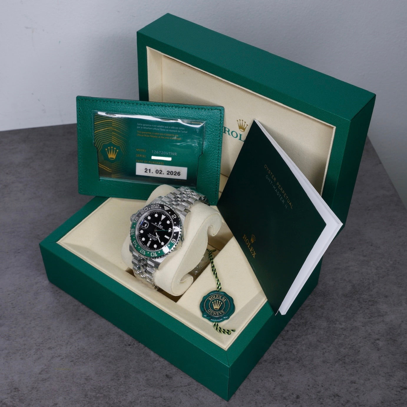 Rolex NEW 2026 GMT-Master II 126720VTNR “SPRITE” Black Dial Black & Green Bezel Stainless Steel Jubilee 40mm