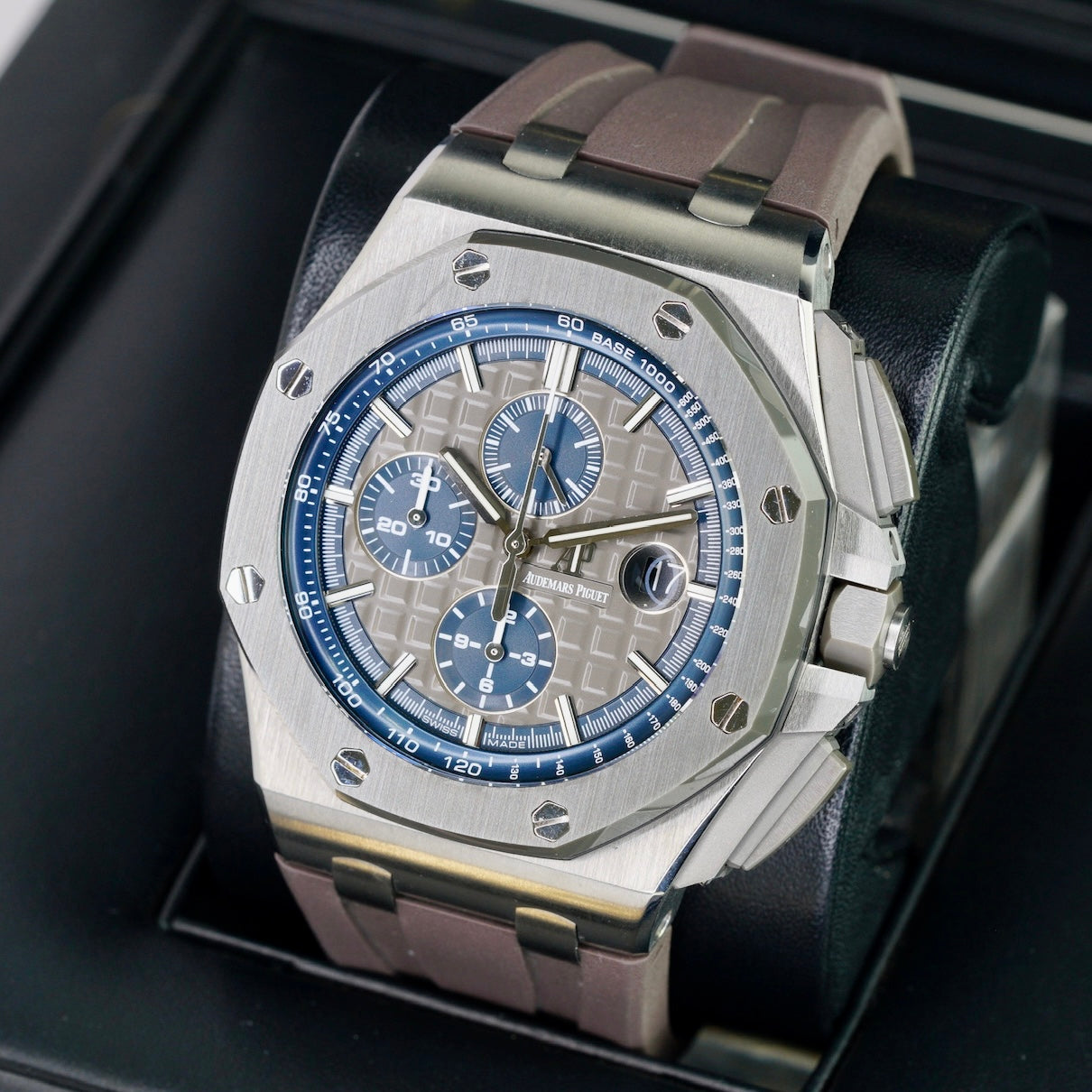 Audemars Piguet Royal Oak Offshore 26400IO.OO.A004CA.02 Grey Dial Blue Accents Titanium Rubber Strap Chronograph 44mm
