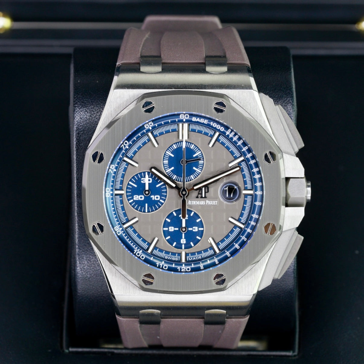Audemars Piguet Royal Oak Offshore 26400IO.OO.A004CA.02 Grey Dial Blue Accents Titanium Rubber Strap Chronograph 44mm