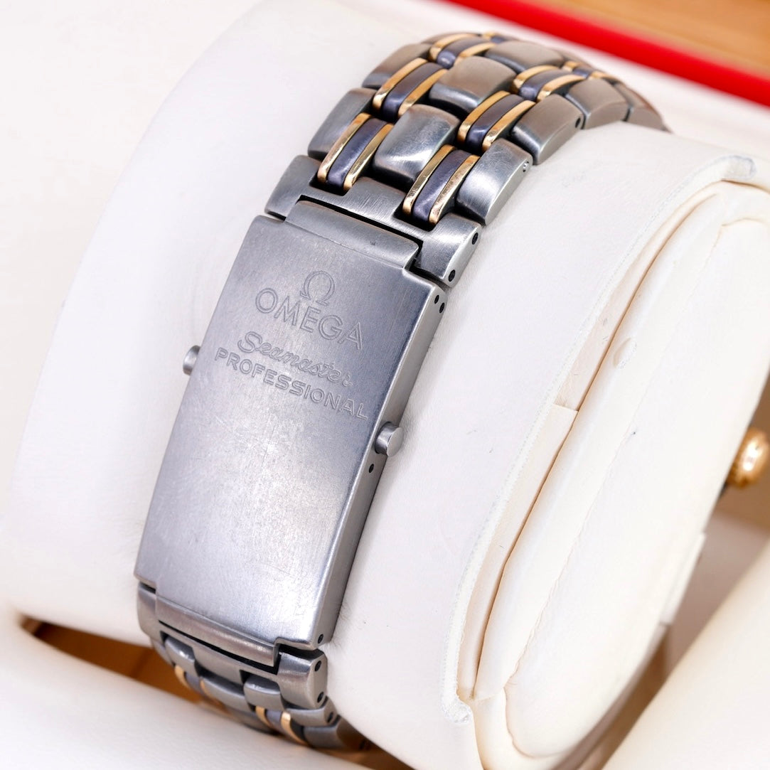 Omega Seamaster Diver 300M 2296.80.00 Blue Wave Dial Tridor Gold & Titanium & Tantalum Chronograph 42mm