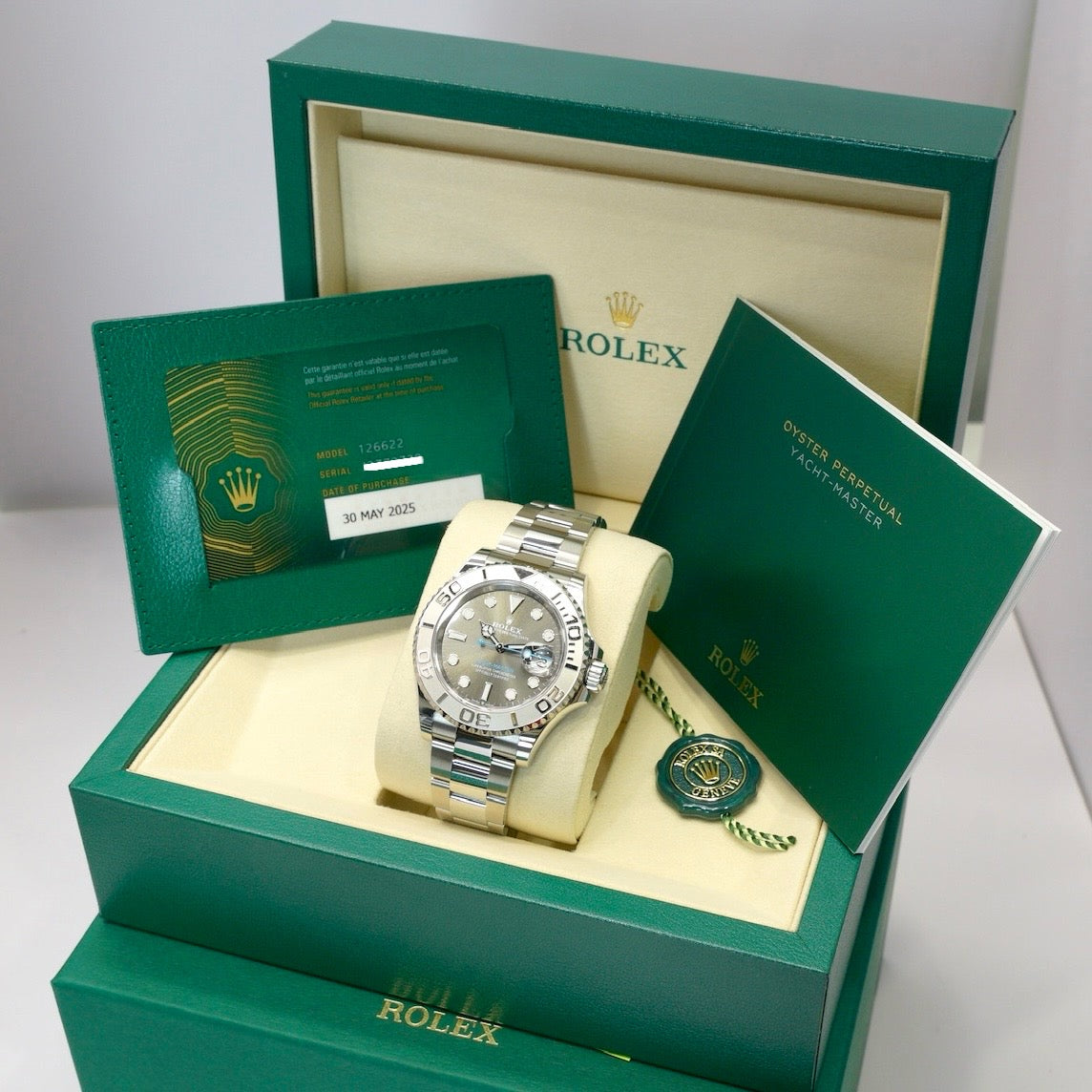 Rolex NEW 2025 Yacht-Master 126622 Rhodium Dial Platinum Bezel Stainless Steel 40mm