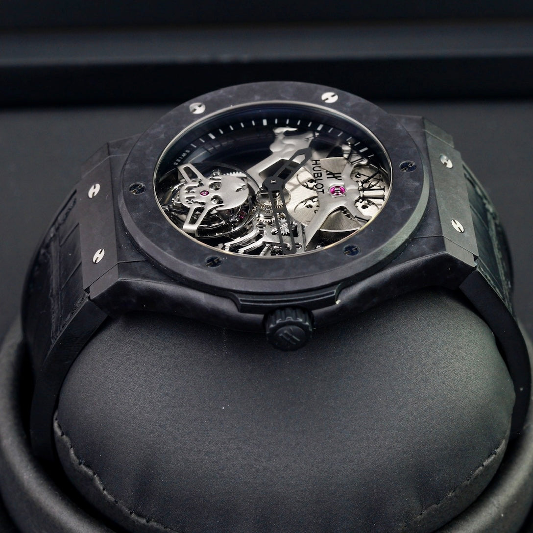 Hublot Classic Fusion Tourbillon 505.UC.0140.LR.SKULL “SKULL” Skeleton Dial Carbon Case 45mm Limited Edition 50 pieces