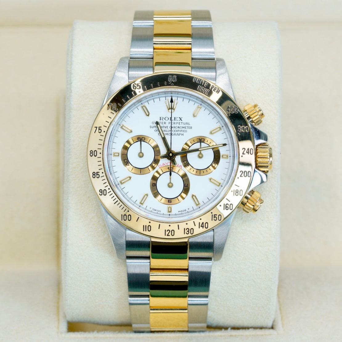Rolex Daytona 16523 Two-Tone Yellow Gold & Steel White Dial Zenith 40mm