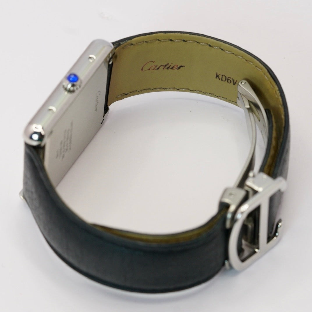 Cartier Tank Solo W5200003 White Dial Stainless Steel Leather Strap Quartz