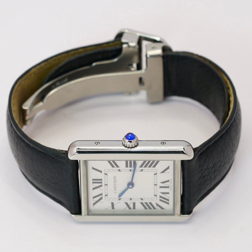 Cartier Tank Solo W5200003 White Dial Stainless Steel Leather Strap Quartz