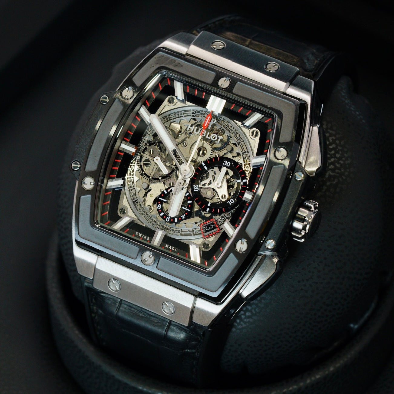 Hublot Spirit Of Big Bang 601.NM.0173.LR Titanium Skeleton Dial Leather Strap 45mm