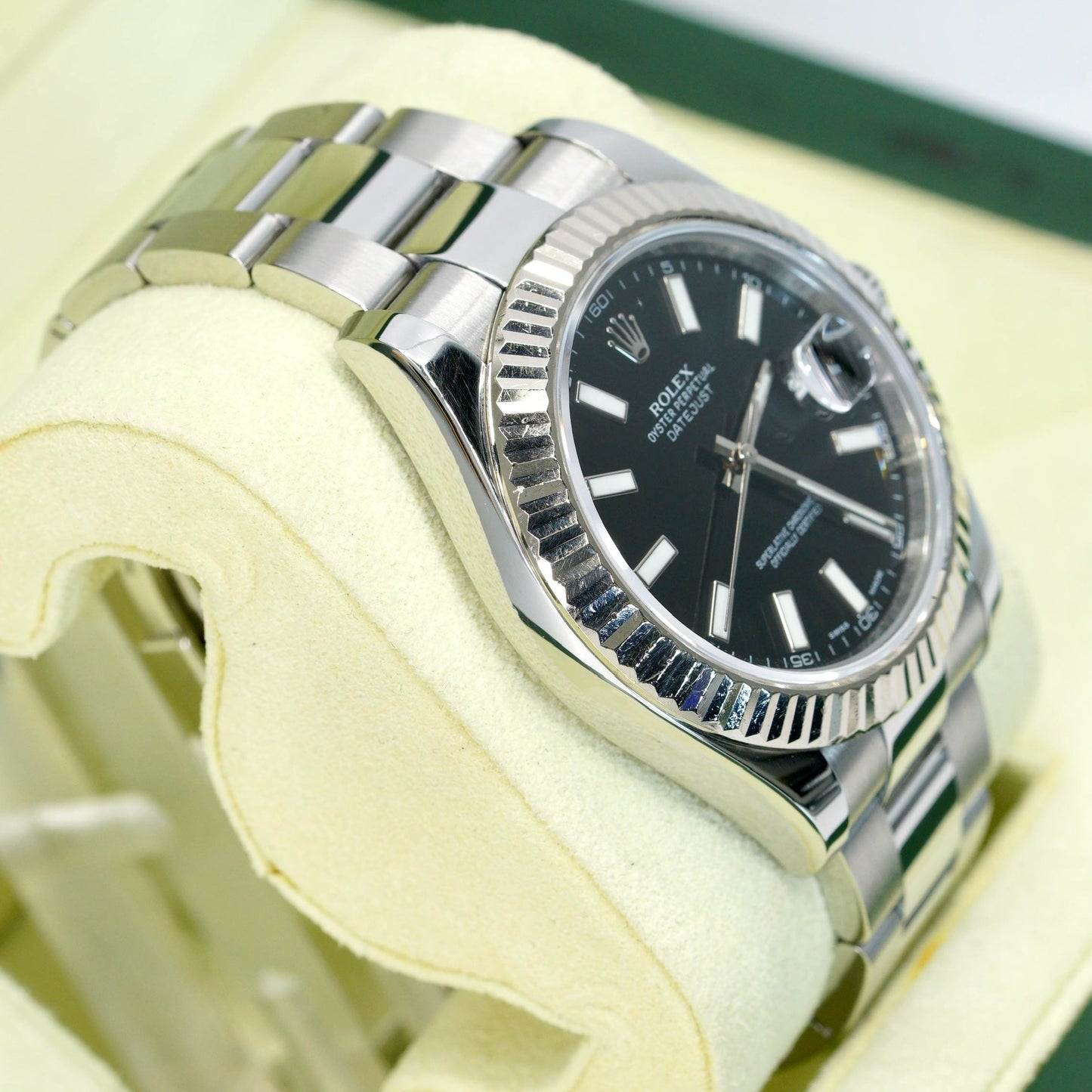 Rolex Datejust II 116334 Black Dial Stainless Steel White Gold Bezel 41mm
