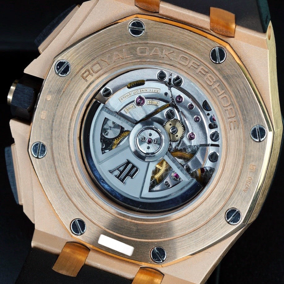 Audemars Piguet Royal Oak Offshore 26401RO.OO.A002CA.02 Black Dial Black Subdials Rose Gold Rubber Strap Chronograph 44mm