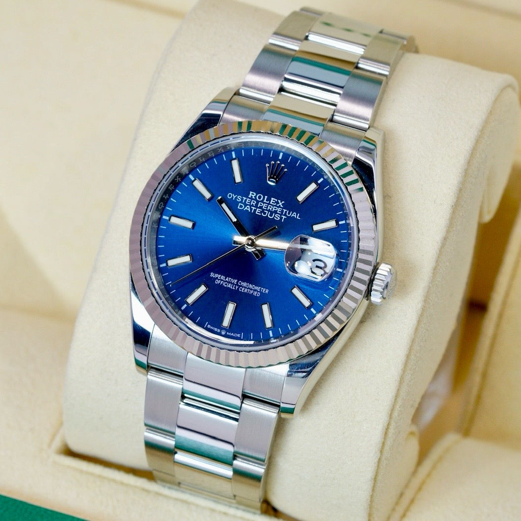 Rolex Datejust 126234 Blue Dial White Gold Bezel Stainless Steel Oyster 36mm 2023