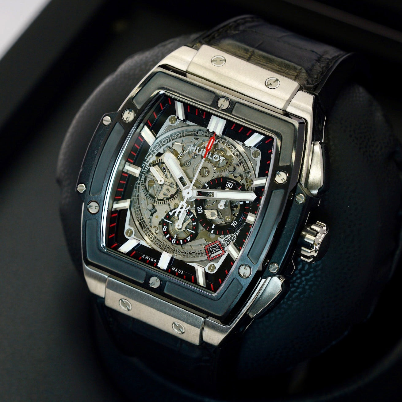 Hublot Spirit Of Big Bang 601.NM.0173.LR Titanium Skeleton Dial Leather Strap 45mm