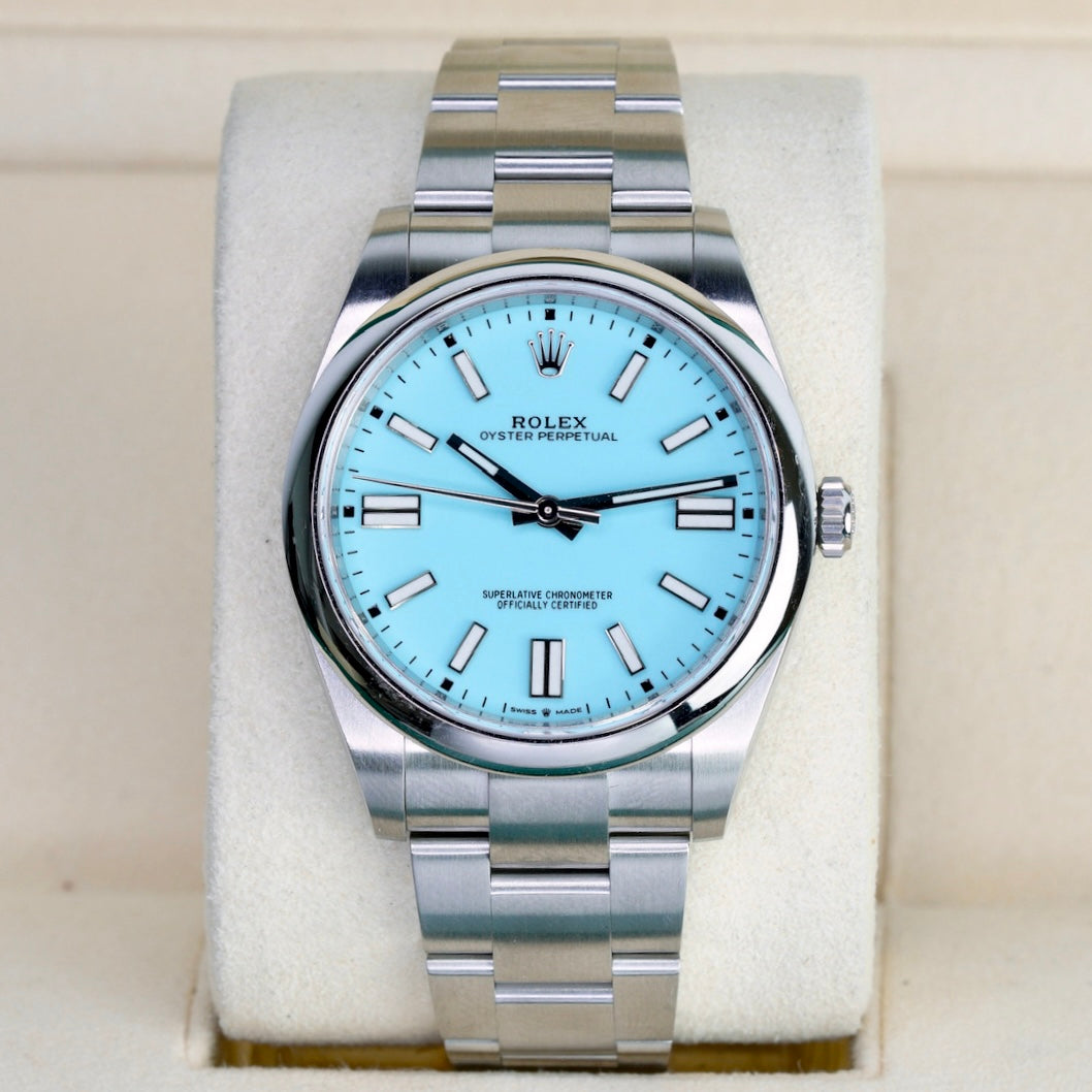 Rolex NEW OLD STOCK Oyster Perpetual 124300 “TIFFANY” Turquoise Dial Stainless Steel 41mm 2020