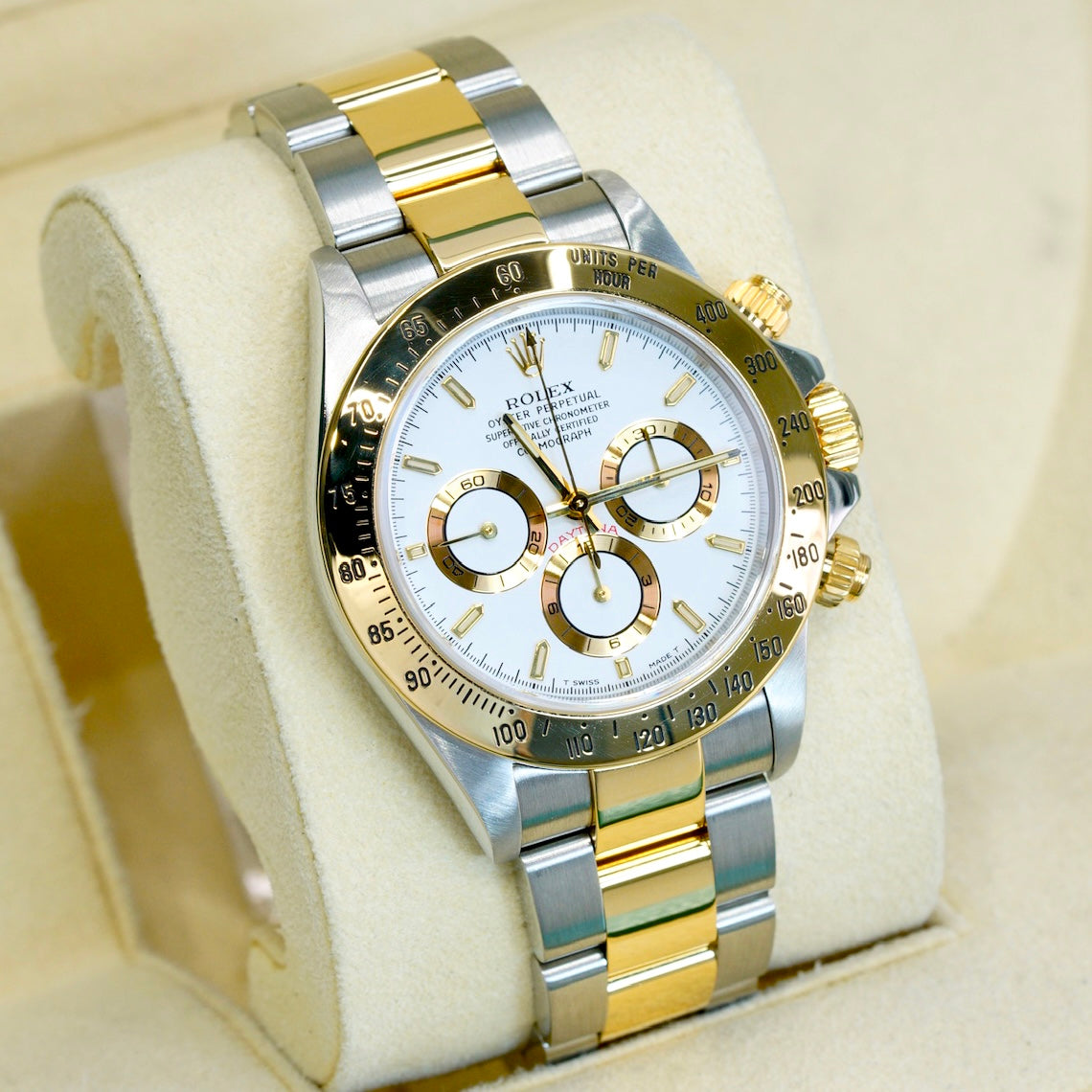 Rolex Daytona 16523 Two-Tone Yellow Gold & Steel White Dial Zenith 40mm
