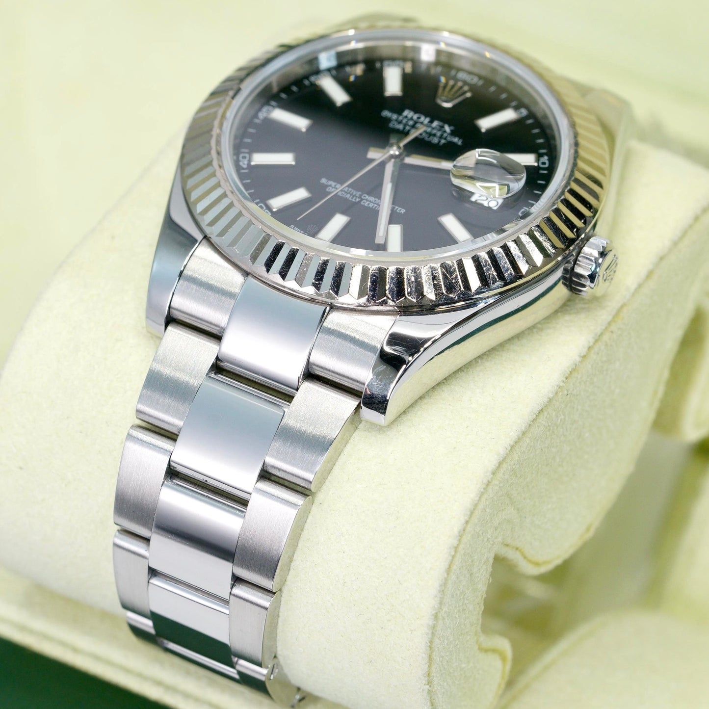 Rolex Datejust II 116334 Black Dial Stainless Steel White Gold Bezel 41mm