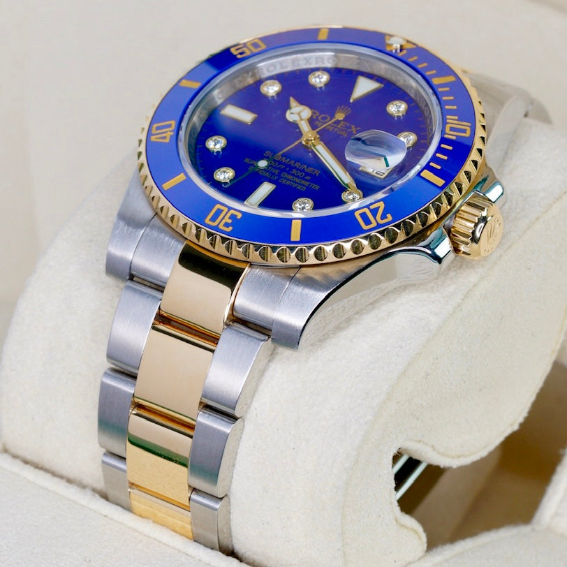 Rolex Submariner Date 116613LB “BLUESY” Falt Blue Serti Dial Two-Tone Yellow Gold & Steel 40mm 2011