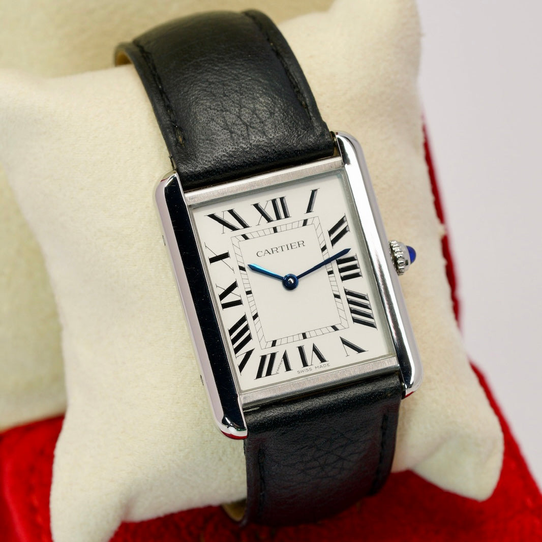 Cartier Tank Solo W5200003 White Dial Stainless Steel Leather Strap Quartz
