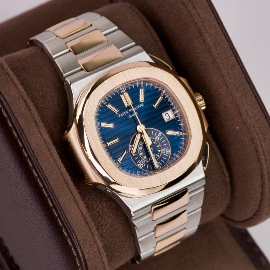 Patek Philippe Nautilus 5980/1AR-001 Blue Dial Chronograph Two-Tone Rose Gold & Steel 40.5mm