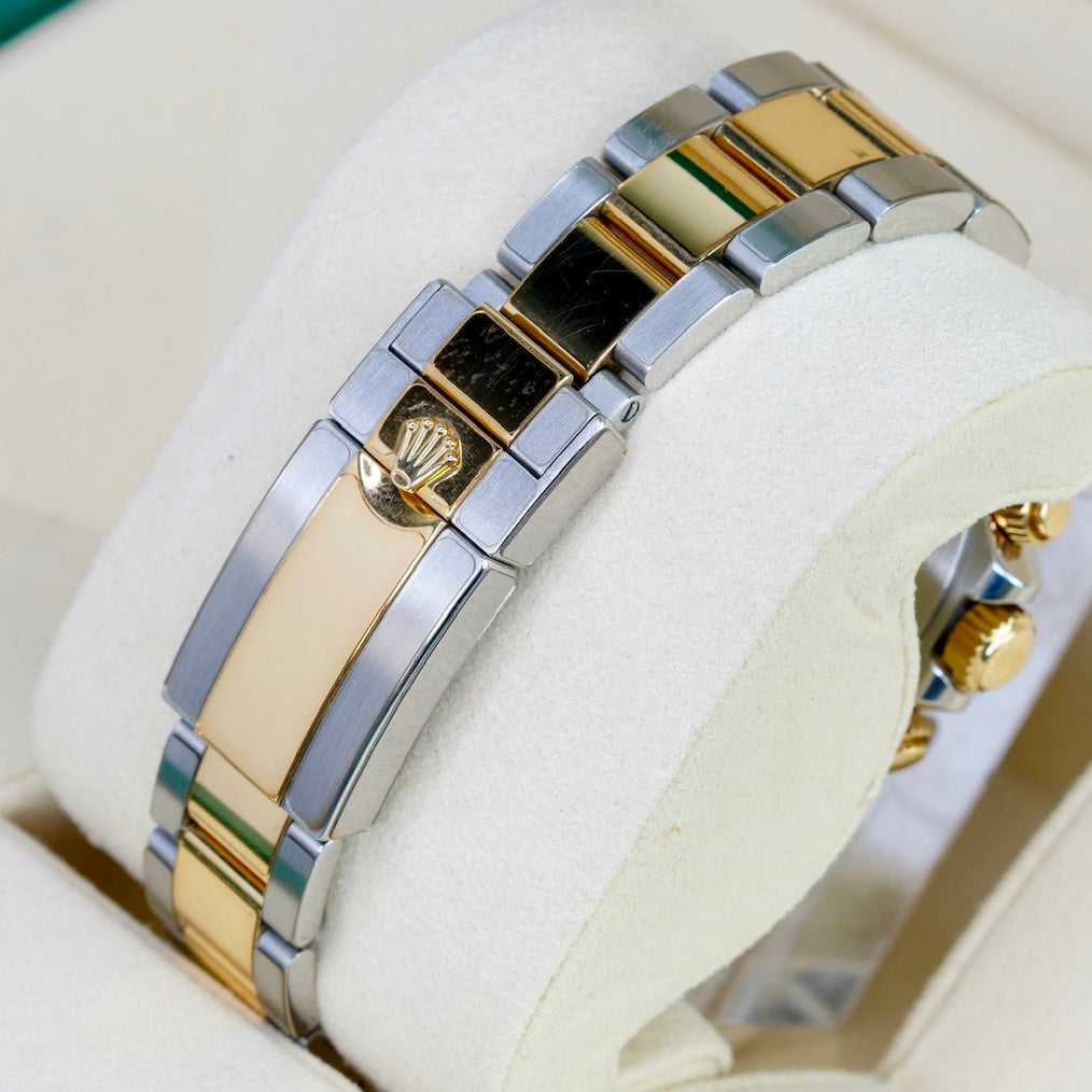 Rolex Daytona 116523 Black Dial Two-Tone Yellow Gold & Steel Fat Buckle 7 Digits Serial 40mm 2010