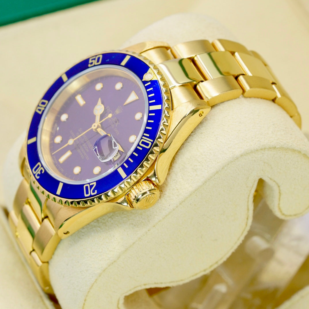 Rolex Submariner Date 16618LB “BLUESY” Yellow Gold Blue Dial & Bezel 40mm