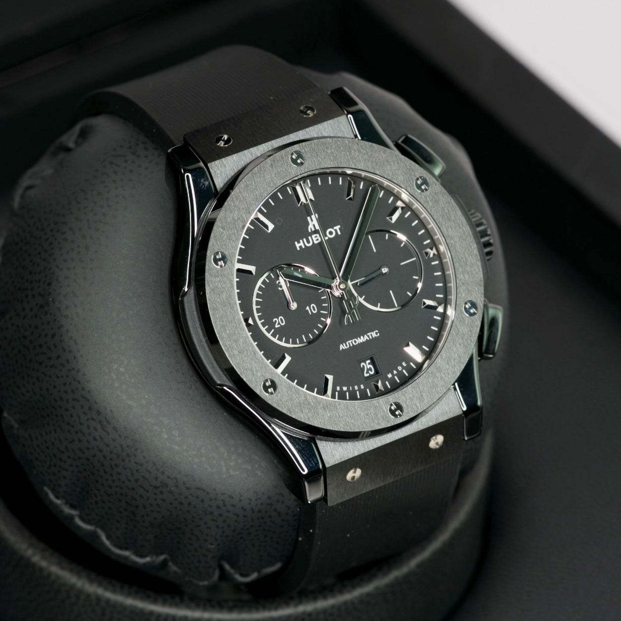 Hublot Classic Fusion 521.CM.1171.RX Black Ceramic Chronograph Black Rubber Strap 45mm
