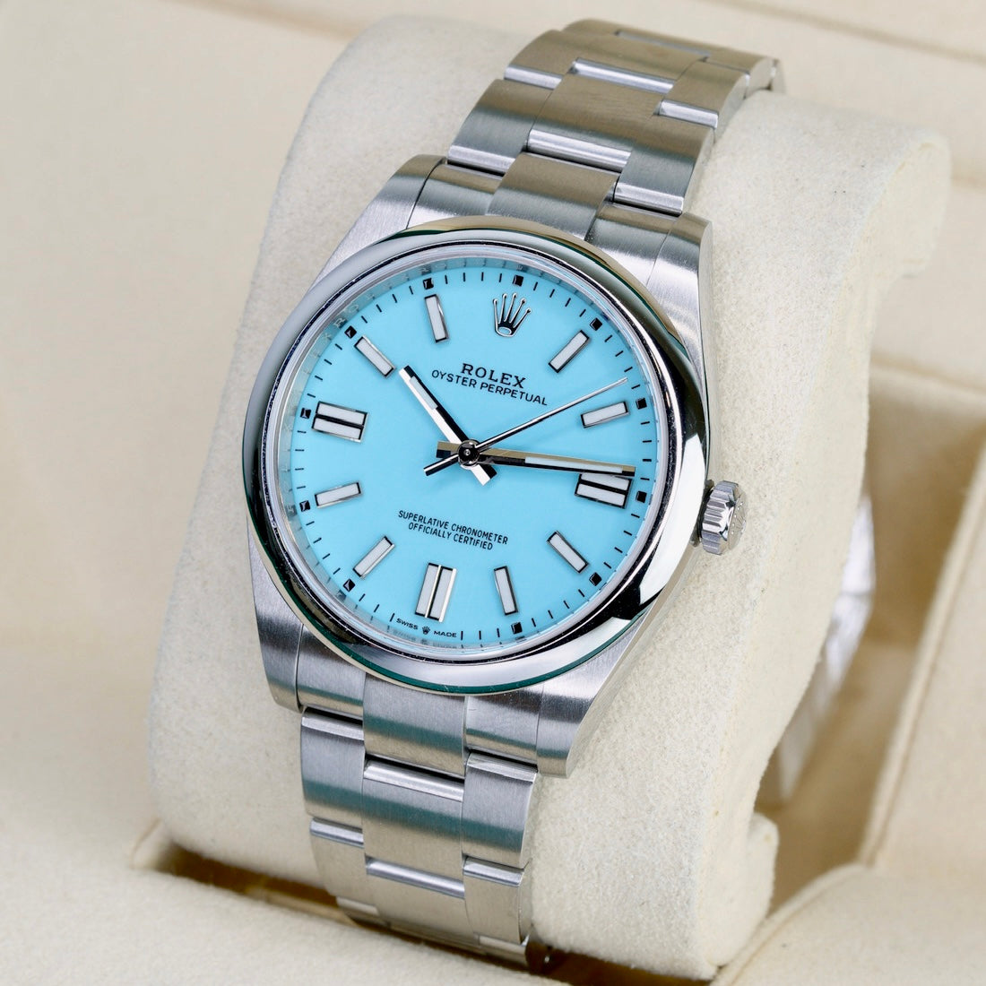 Rolex NEW OLD STOCK Oyster Perpetual 124300 “TIFFANY” Turquoise Dial Stainless Steel 41mm 2020