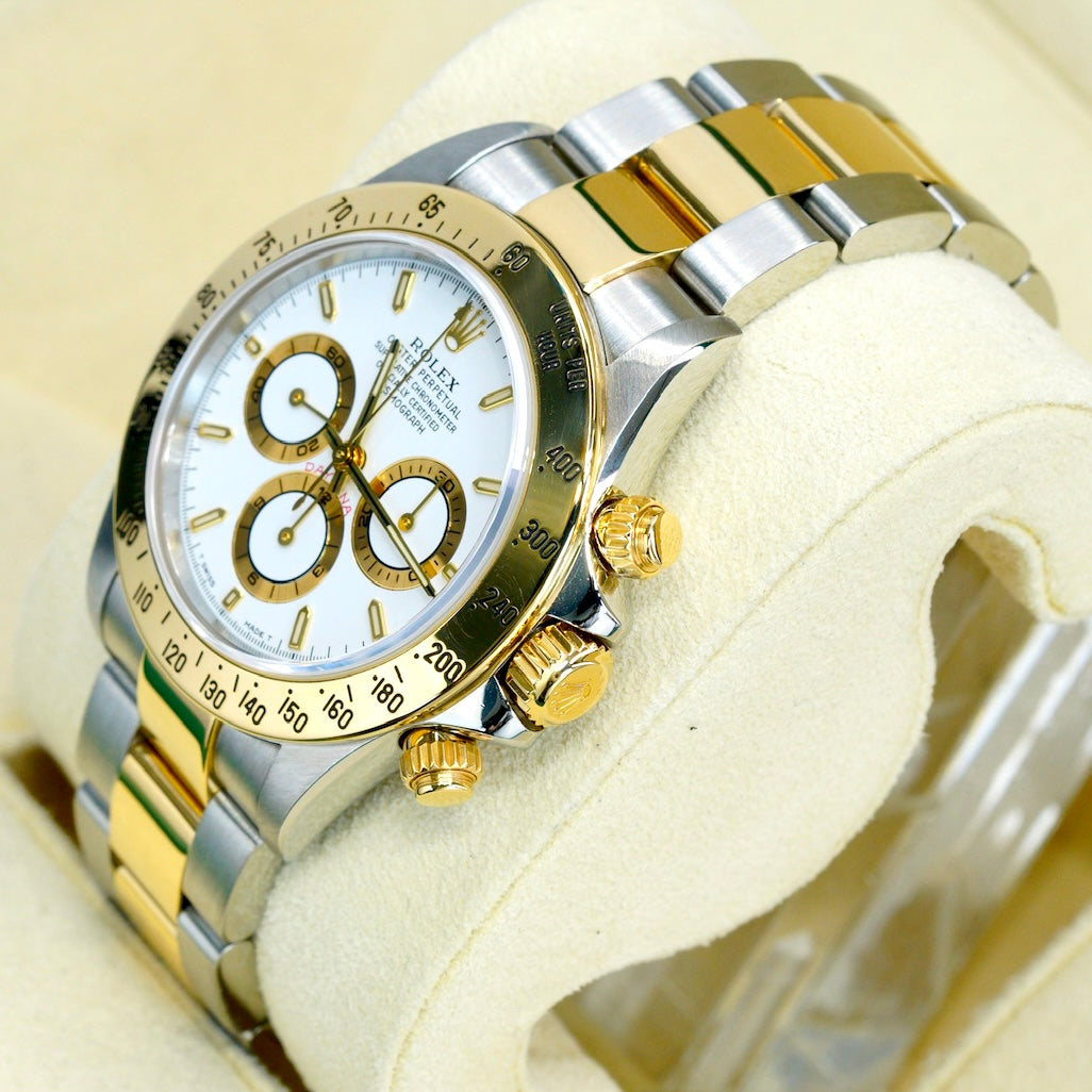 Rolex Daytona 16523 Two-Tone Yellow Gold & Steel White Dial Zenith 40mm