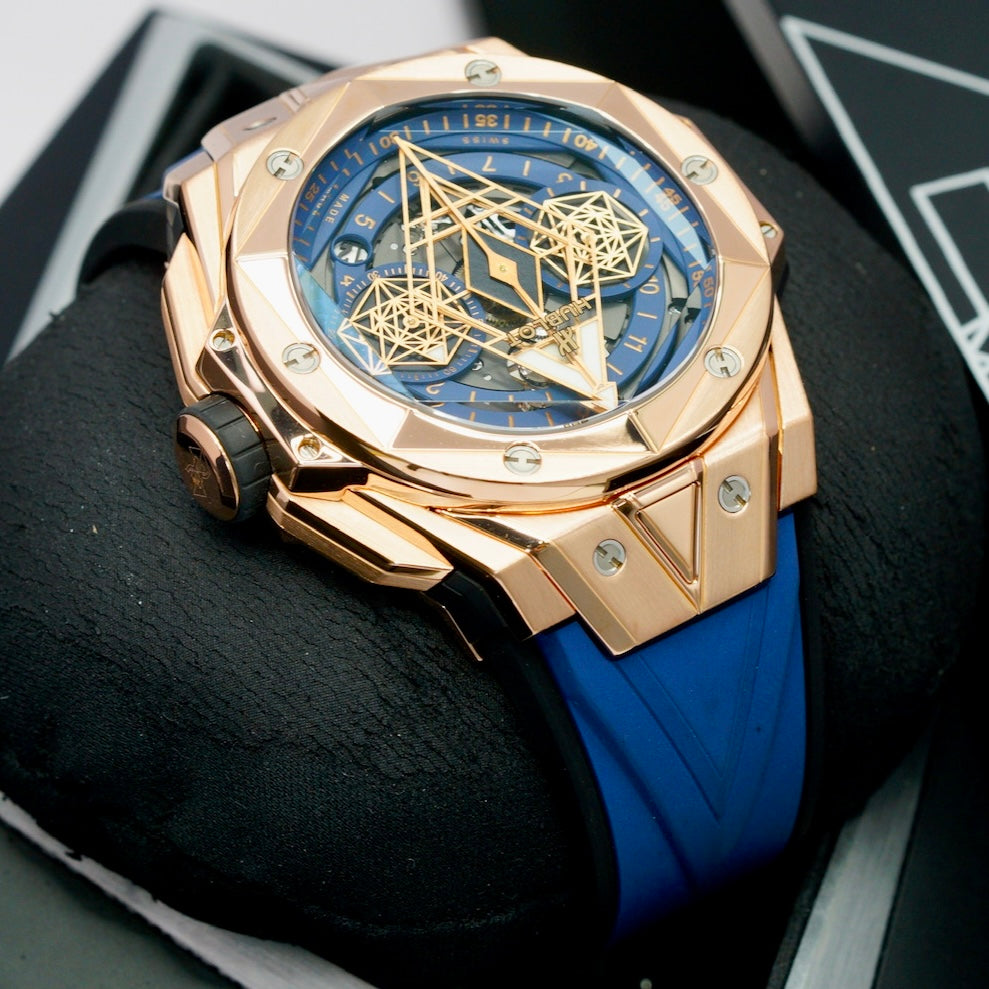 Hublot Big Bang Sang Bleu II 418.OX.5108.RX.MXM20 Unico King Gold Blue Skeleton Dial 45mm Limited Edition 100