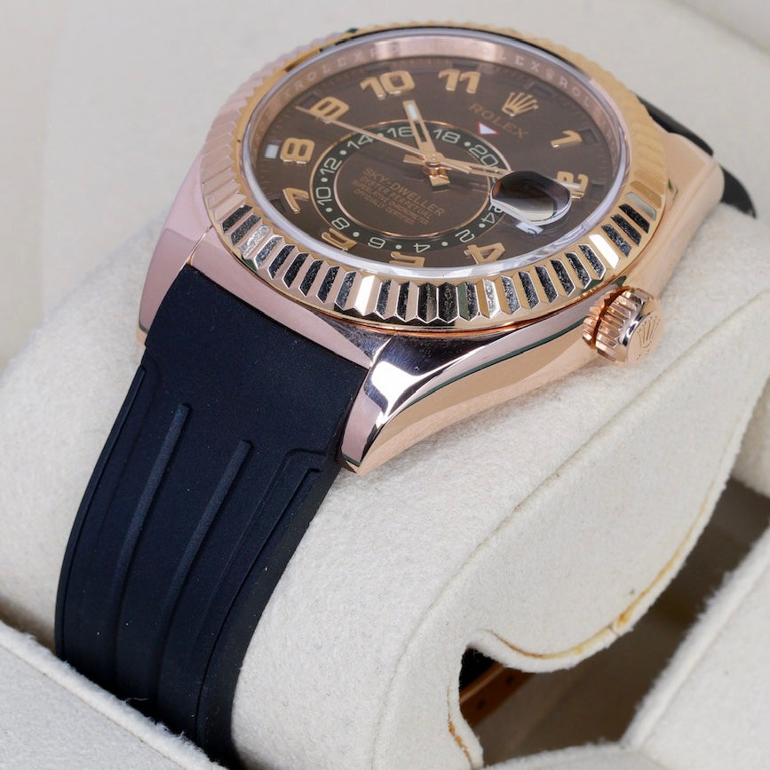 Rolex Sky-Dweller “CHOCOLATE ARABIC” Brown Arabic Dial Rose Gold AM Oysterflex 42mm 2018