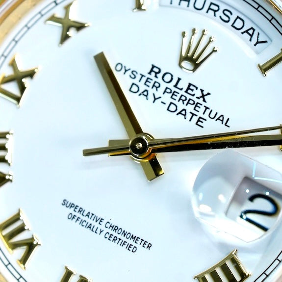 Rolex Day-Date 128238 White Roman Dial Yellow Gold President 36mm 2021