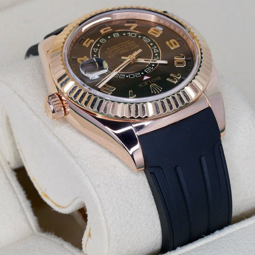 Rolex Sky-Dweller “CHOCOLATE ARABIC” Brown Arabic Dial Rose Gold AM Oysterflex 42mm 2018