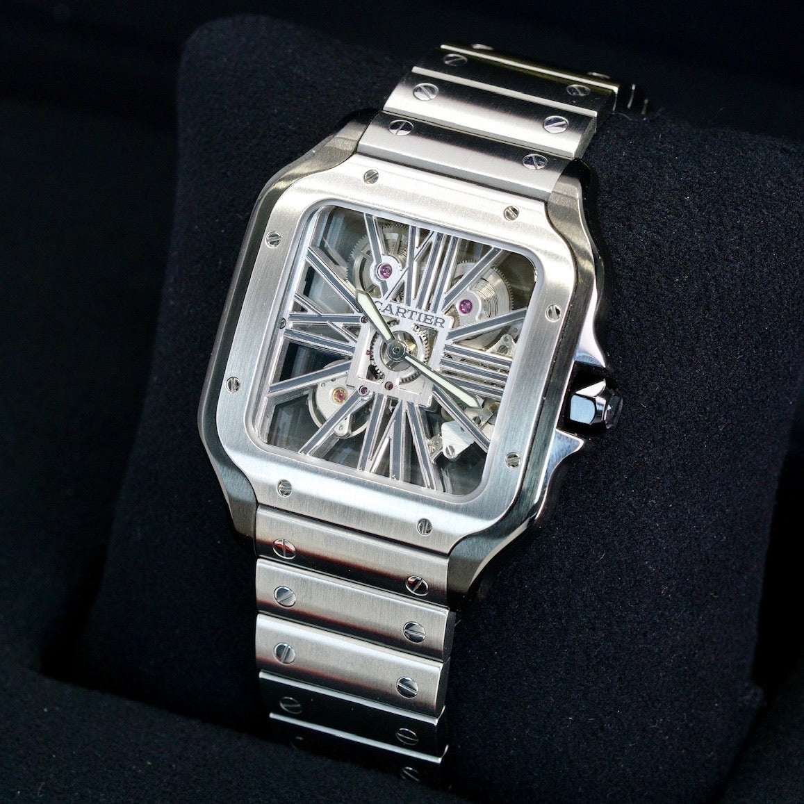 Cartier Santos De Cartier Large WHSA0027 Skeleton Dial Stainless Steel