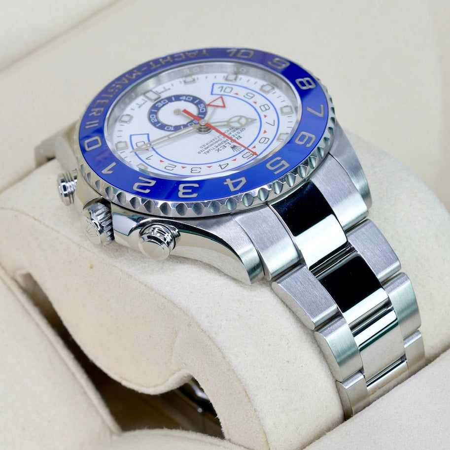 Rolex Yacht-Master II 116680 “MERCEDES” White Dial Blue Bezel Stainless Steel Mercedes Hands 44mm
