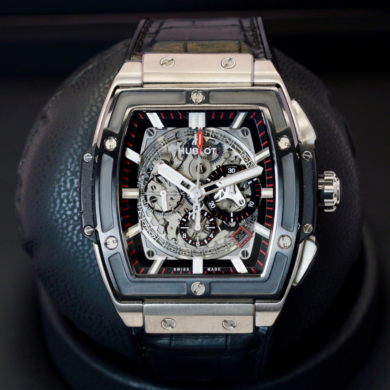 Hublot Spirit Of Big Bang 601.NM.0173.LR Titanium Skeleton Dial Leather Strap 45mm