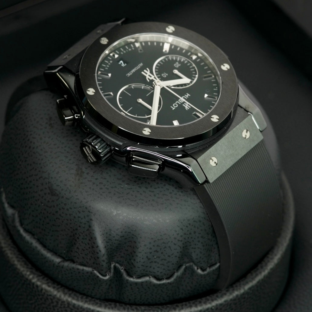 Hublot Classic Fusion 521.CM.1171.RX Black Ceramic Chronograph Black Rubber Strap 45mm