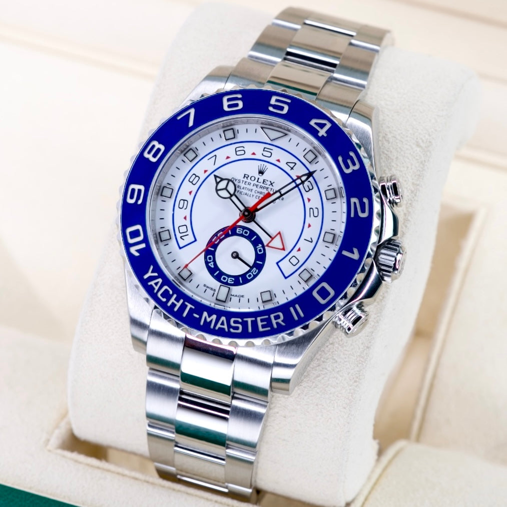 Rolex Yacht-Master II 116680 “MERCEDES” White Dial Blue Besel Mercedes Hands Stainless Steel 44mm