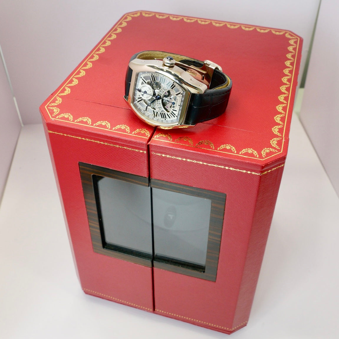 Cartier Tortue W1580048 Perpetual White Gold Skeleton Dial