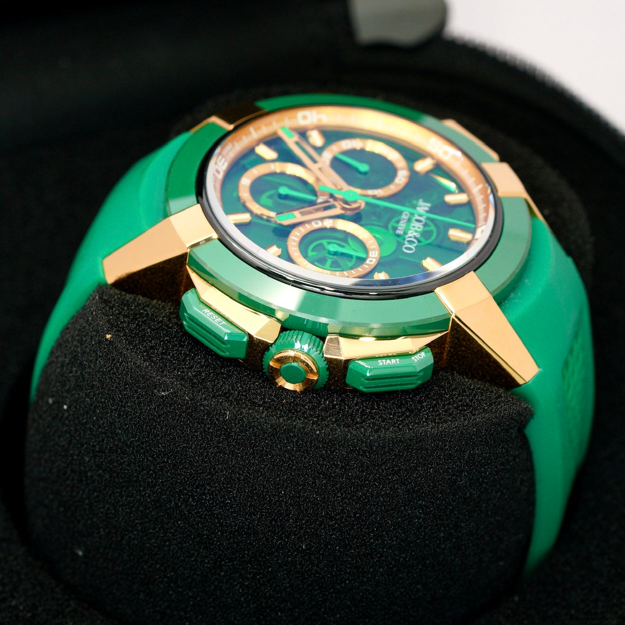 Jacob & Co Epic X Chrono EC440.43.AD.AA.A Rose Gold & Green Ceramic Green Crystal