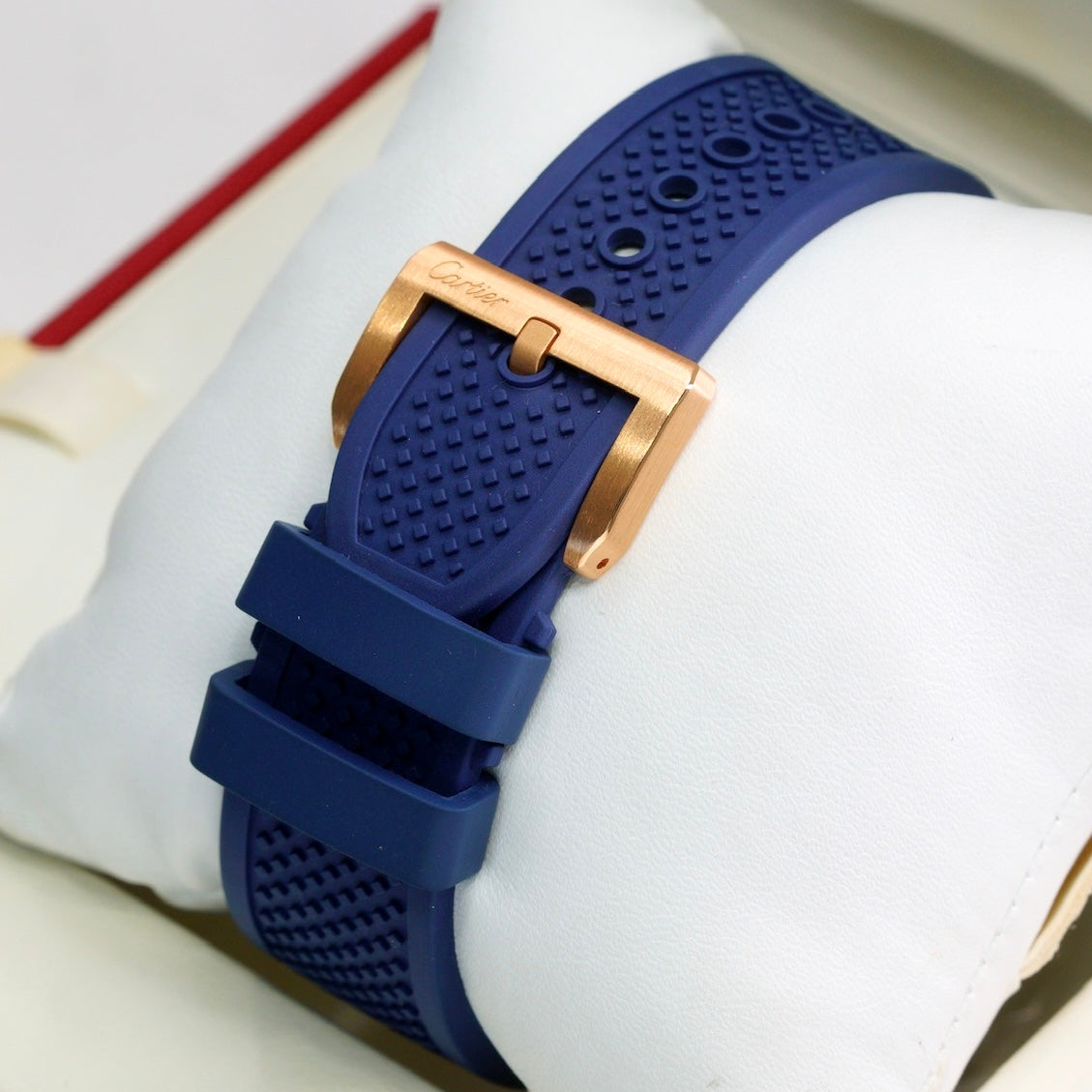 Cartier Calibre De Cartier WGCA0010 Rose Gold Blue Dial & Bezel Rubber Strap 42mm