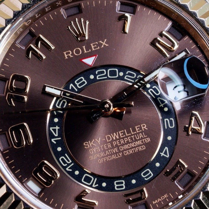 Rolex Sky-Dweller “CHOCOLATE ARABIC” Brown Arabic Dial Rose Gold AM Oysterflex 42mm 2018