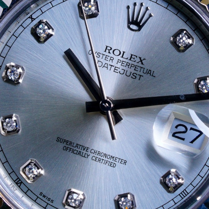 Rolex Datejust II 116334 Silver Diamond Dial Stainless Steel White Gold Bezel 41mm 2015