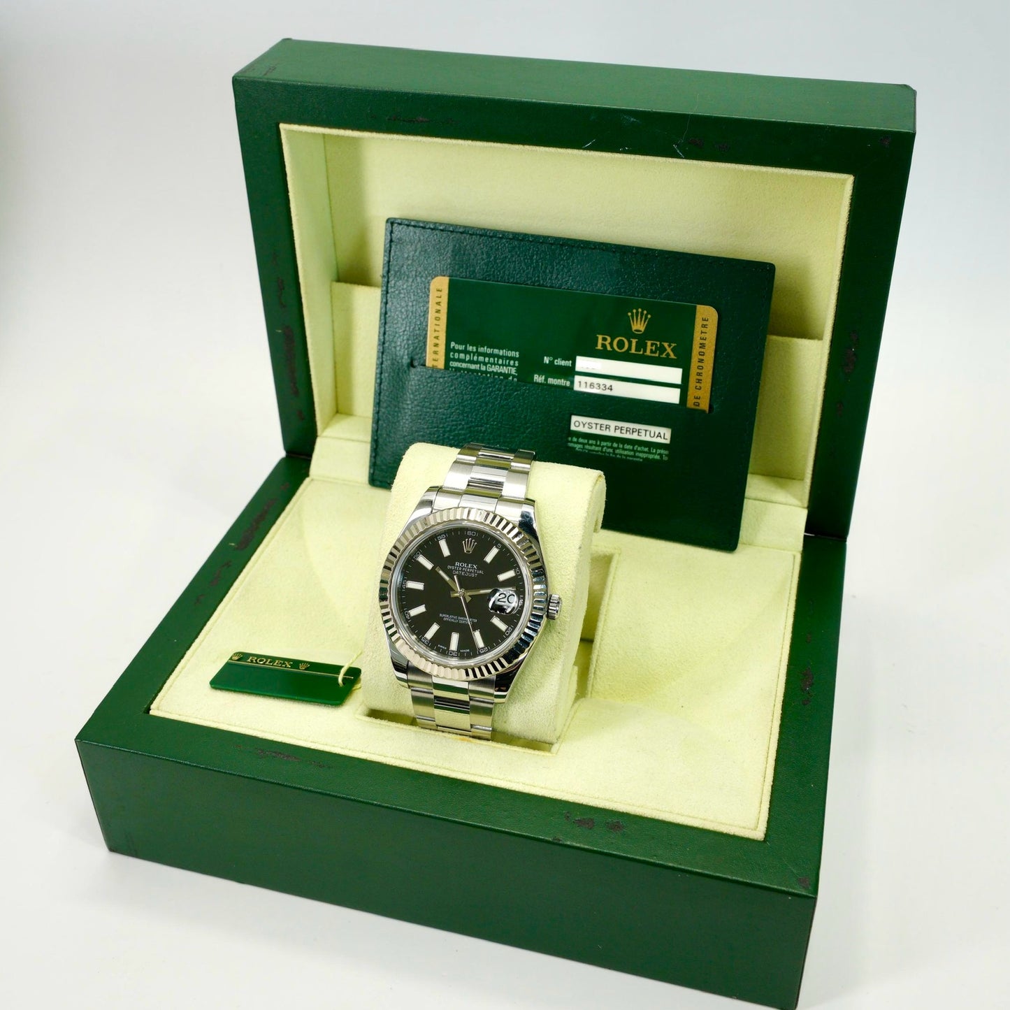 Rolex Datejust II 116334 Black Dial Stainless Steel White Gold Bezel 41mm
