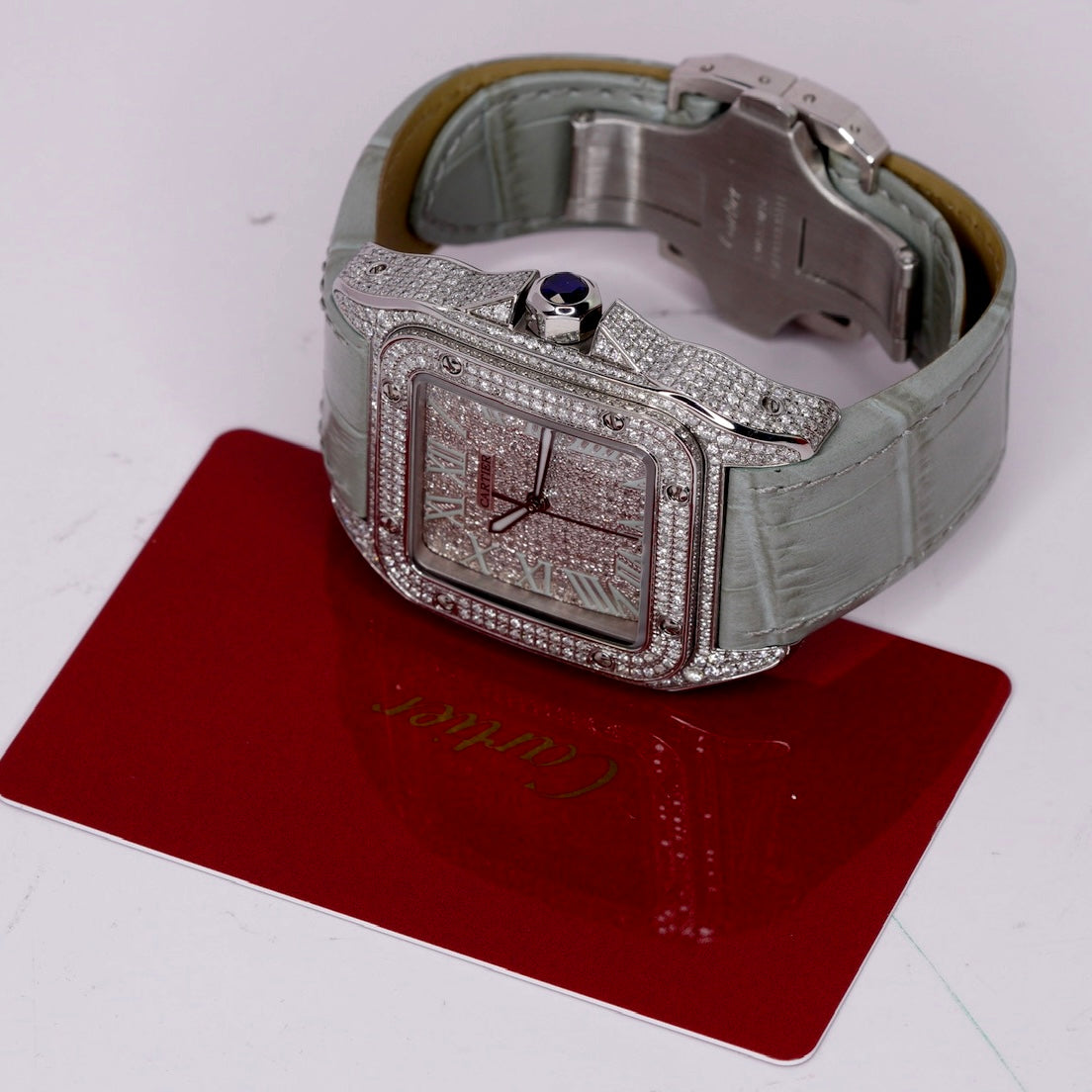 Cartier Santos 100 W20073X8/2656 Large Stainless Steel “ICED OUT” AM Diamond Set