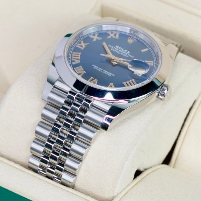 Rolex Datejust 126300 “AZZURRO” Blue Roman Dial Smooth Besel Stainless Steel 41mm