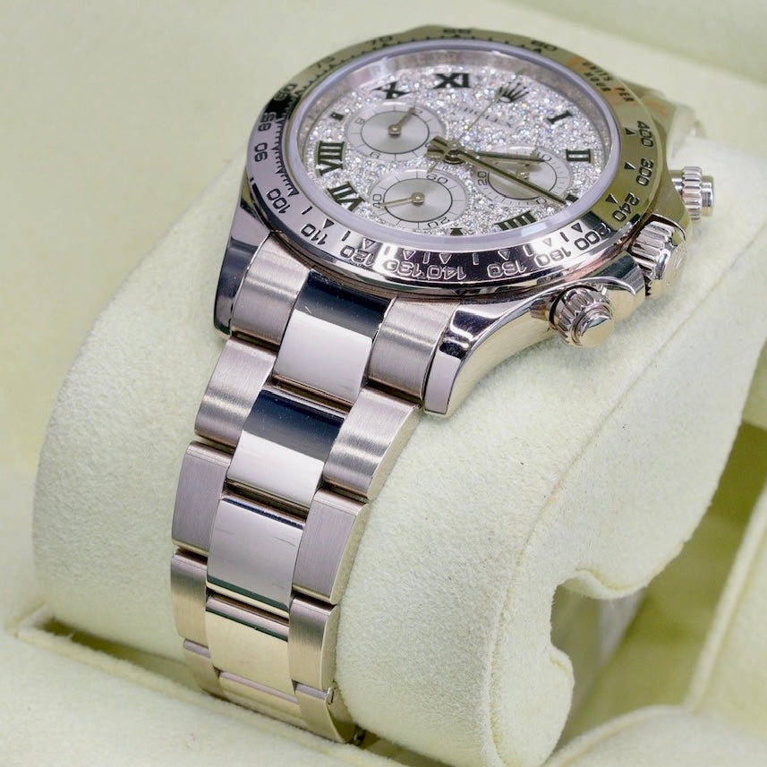 Rolex Daytona 116509 Diamond Pave Roman Dial White Gold 40mm